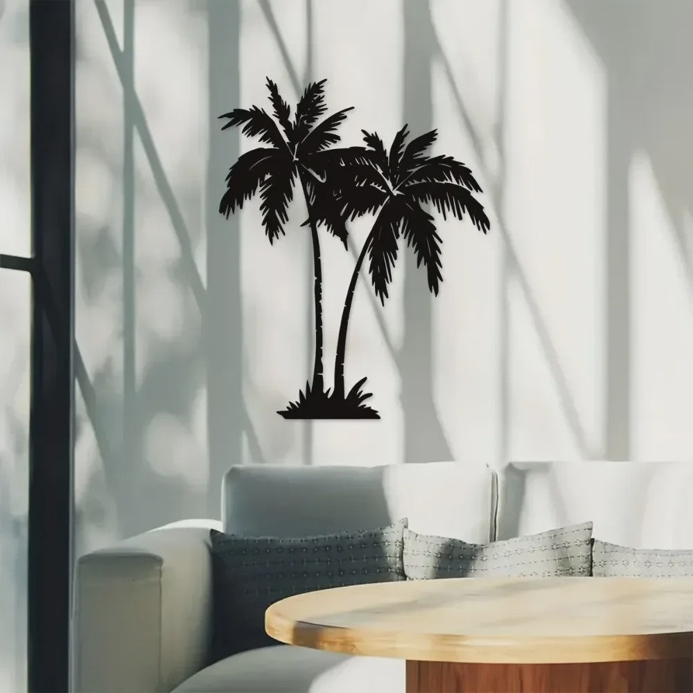Tropische Palmboom Metaal Wanddecoratie - Buiten & Binnen - Strandhuis Stijl