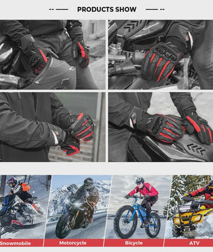 KEMiMOTO Winter Motorhandschoenen Zwart - Waterdicht, Winddicht & Touchscreen