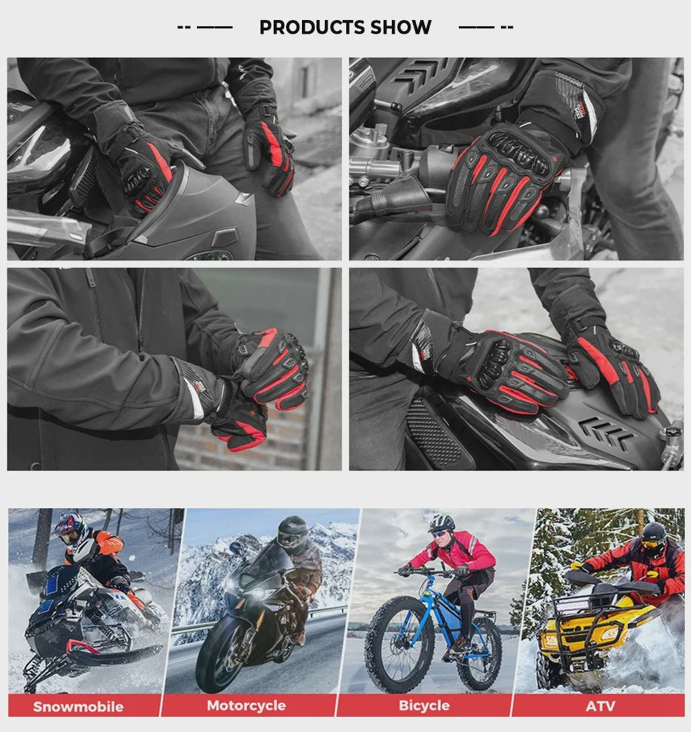 KEMiMOTO Winter Motorhandschoenen Zwart - Waterdicht, Winddicht & Touchscreen