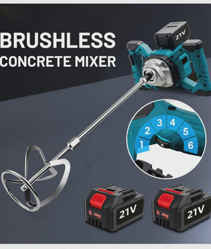 Accu Betonmixer 1700W - 6 Snelheden, Draadloos Mengen van Cement, Verf & Gips