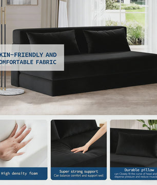 Garvee 4-in-1 Opvouwbare Futon Sofa Bed: Multifunctionele Slaapbank met Memory Foam Matras & Kussen