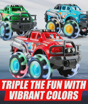 JOYFY 3-Pack Monster Trucks met Verlichte LED Wielen - Frictie Speelgoed voor Kinderen