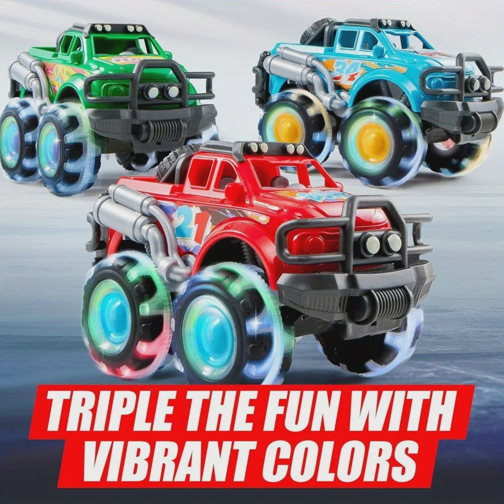 JOYFY 3-Pack Monster Trucks met Verlichte LED Wielen - Frictie Speelgoed voor Kinderen
