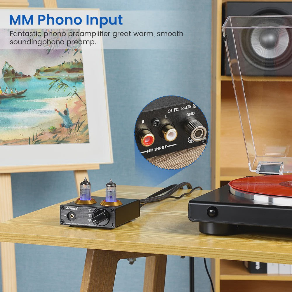 AIYIMA T3 HiFi Vacuum Tube Phono Preamplifier voor Platenspeler