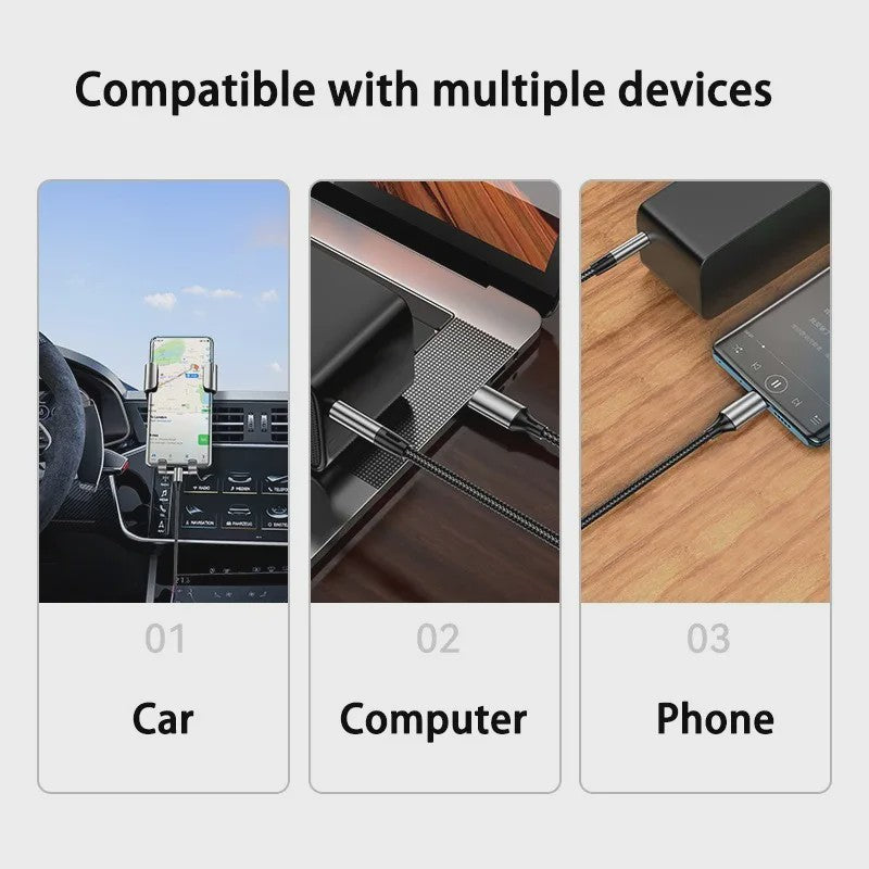 USB-C naar 3.5mm Jack Audio Kabel - Aux Adapter voor Telefoon, Auto & Speaker