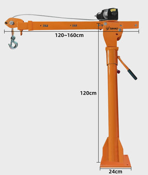 Krachtige 1100 LBS (499 kg) Elektrische Jib Kraan met 360° Draaibaarheid voor Vrachtwagen en Werkvoertuigen