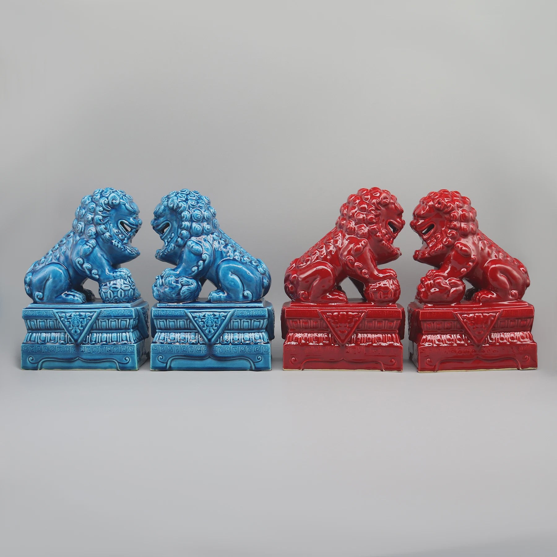 Set van 2 Chinese Foo Dogs Leeuwenbeelden - Keramiek - Woondecoratie