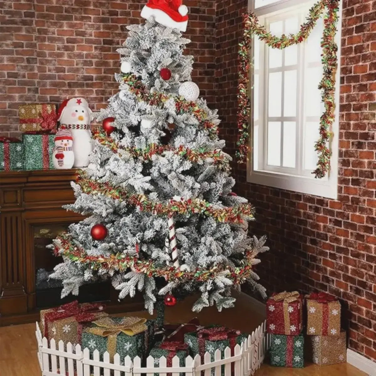 Kerst Slinger met LED Verlichting - Glanzend Metallic Decoratie voor Kerstboom & Huis