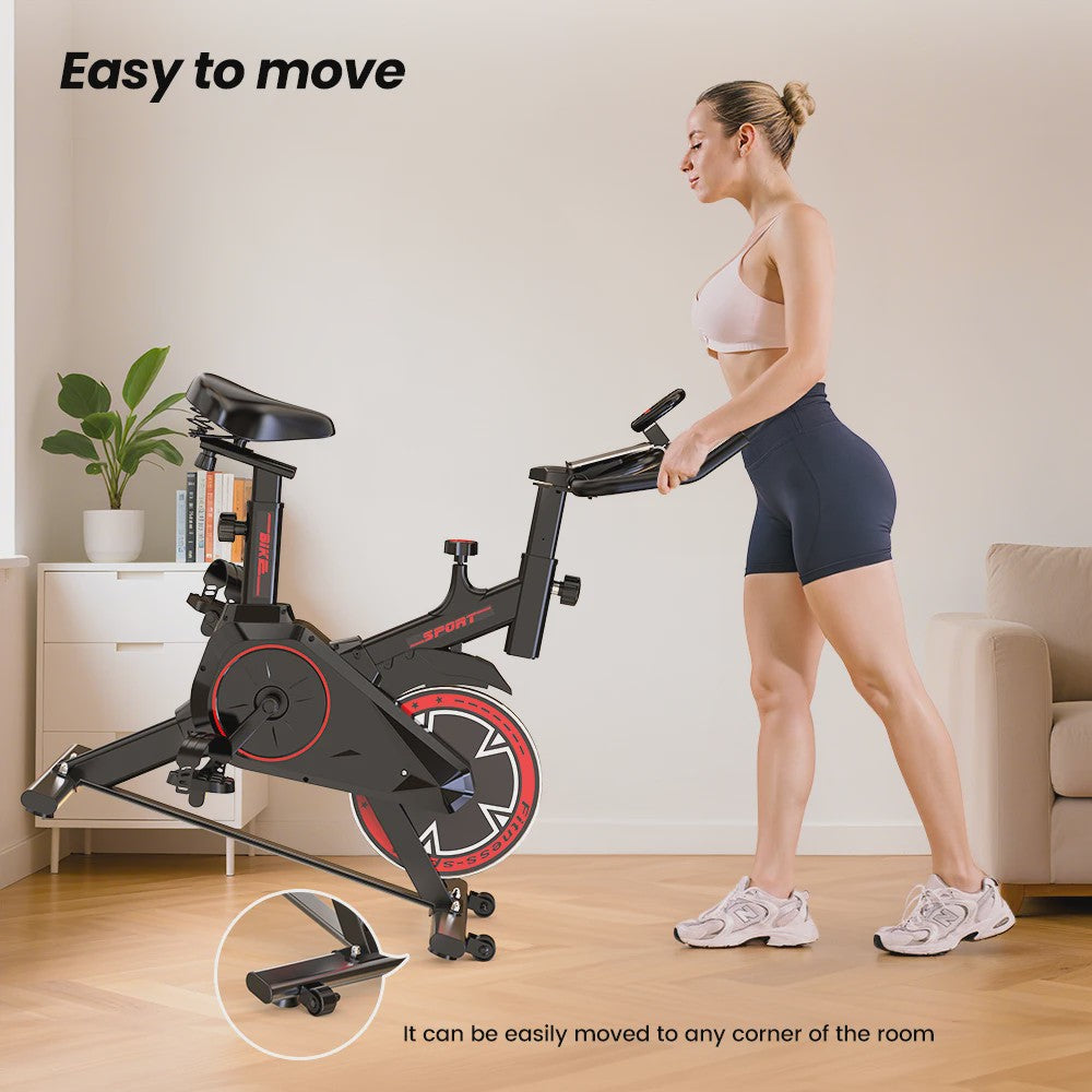 Indoor Hometrainer met 10kg Vliegwiel, Stille Riem Aandrijving en LCD Display