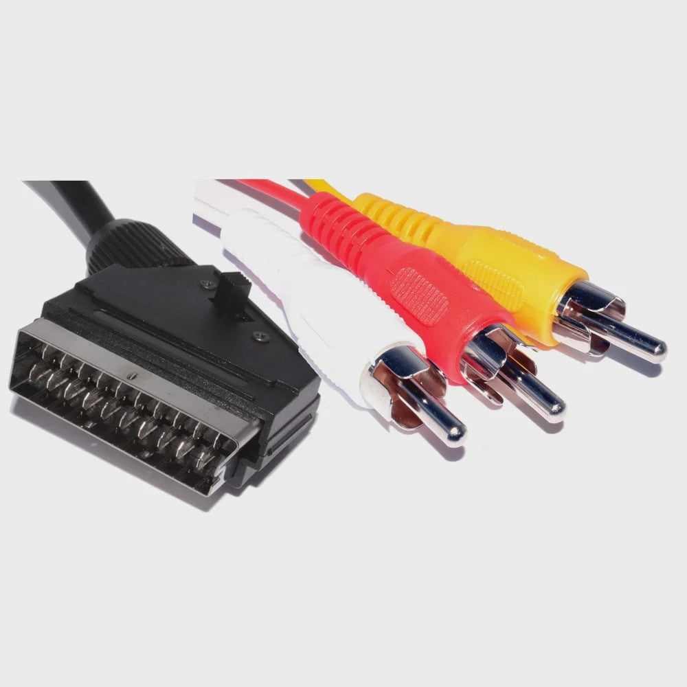 Scart naar 3x RCA & S-Video Adapter met In/Uit Schakelaar - Zwart