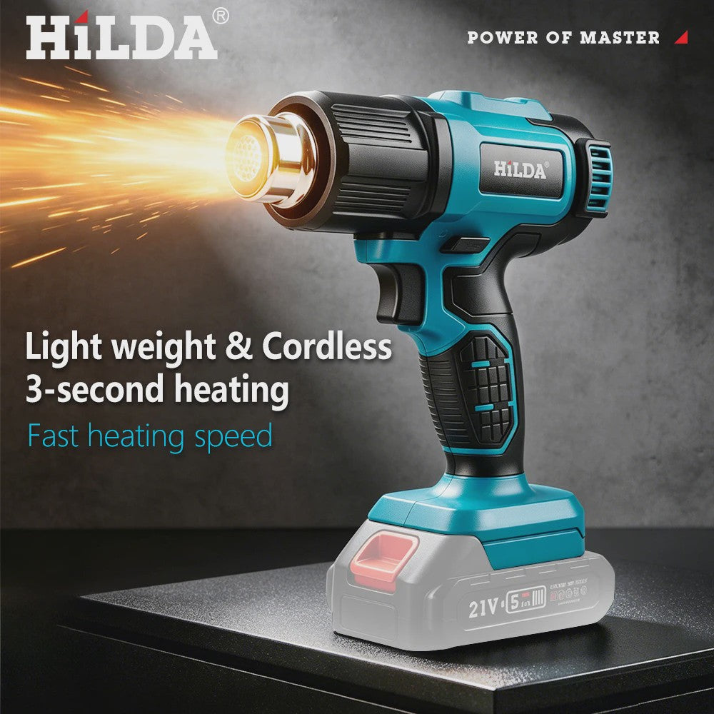 HILDA Accu Hittepistool - Draadloos, Krachtig & Veelzijdig voor Verf Verwijderen, PVC Lassen & DIY Klussen (Makita Accu Compatibel)