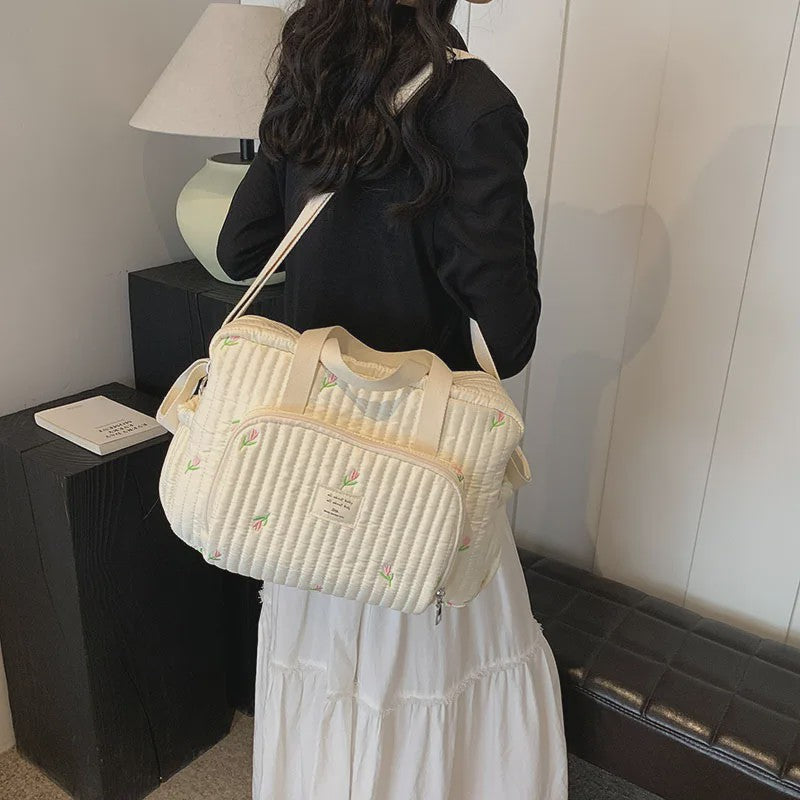 Grote Mommy Bag Baby Organizer - Stijlvolle Luiertas met Borduurwerk voor Moeder & Kind