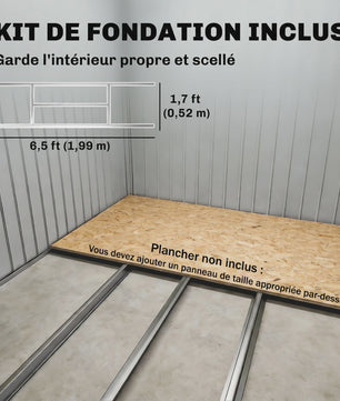 Outsunny Tuinhuis 2.77 m² - Gereedschap Opslag met Fundering, Lichtbruin Staal