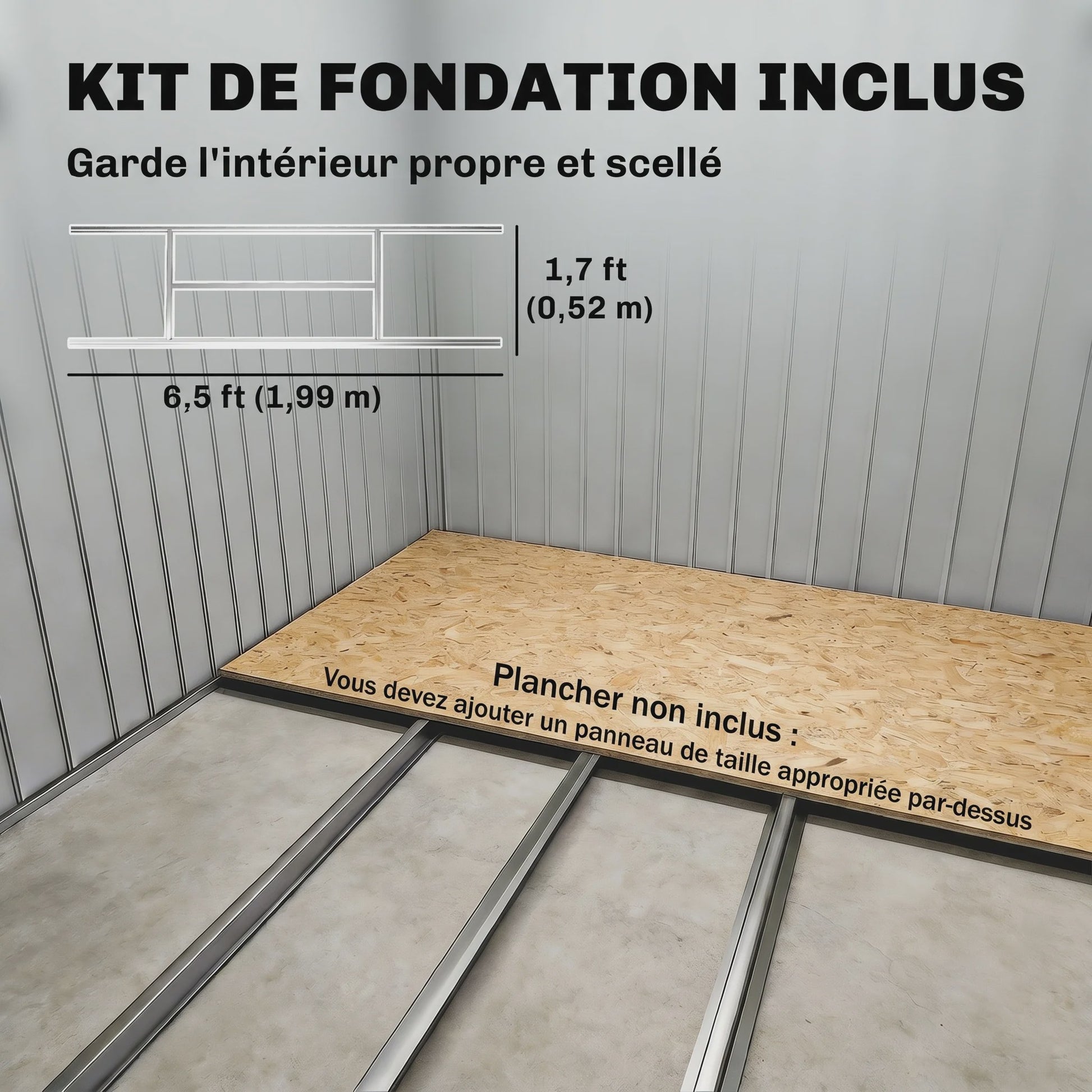 Outsunny Tuinhuis 2.77 m² - Gereedschap Opslag met Fundering, Lichtbruin Staal