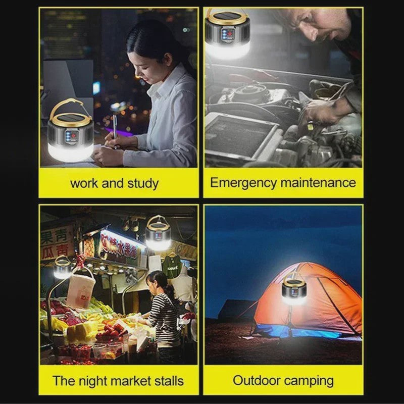 Draagbare LED Campinglamp met Solar & USB Opladen - Waterdicht en Krachtig