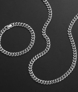 Set: 8MM Roestvrij Staal Vergrendelde Cubaanse Ketting & Armband voor Heren