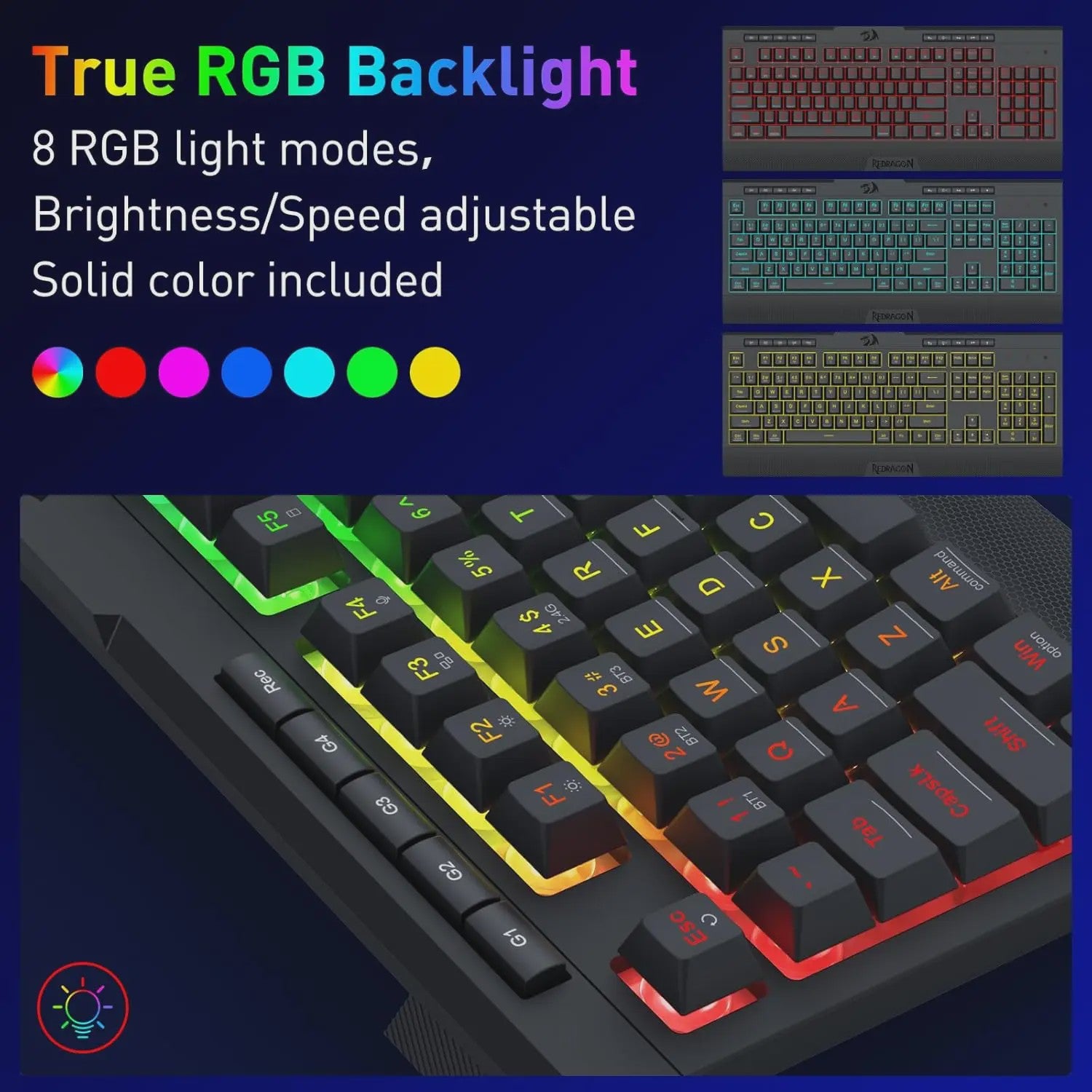 Redragon K525 PRO RGB Gaming Toetsenbord - Draadloos, Mechanisch Gevoel, Multimedia