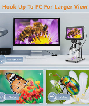 Hayve 7" HD Digitale Microscoop 1200x Zoom met 12MP Camera voor Reparatie & Hobby