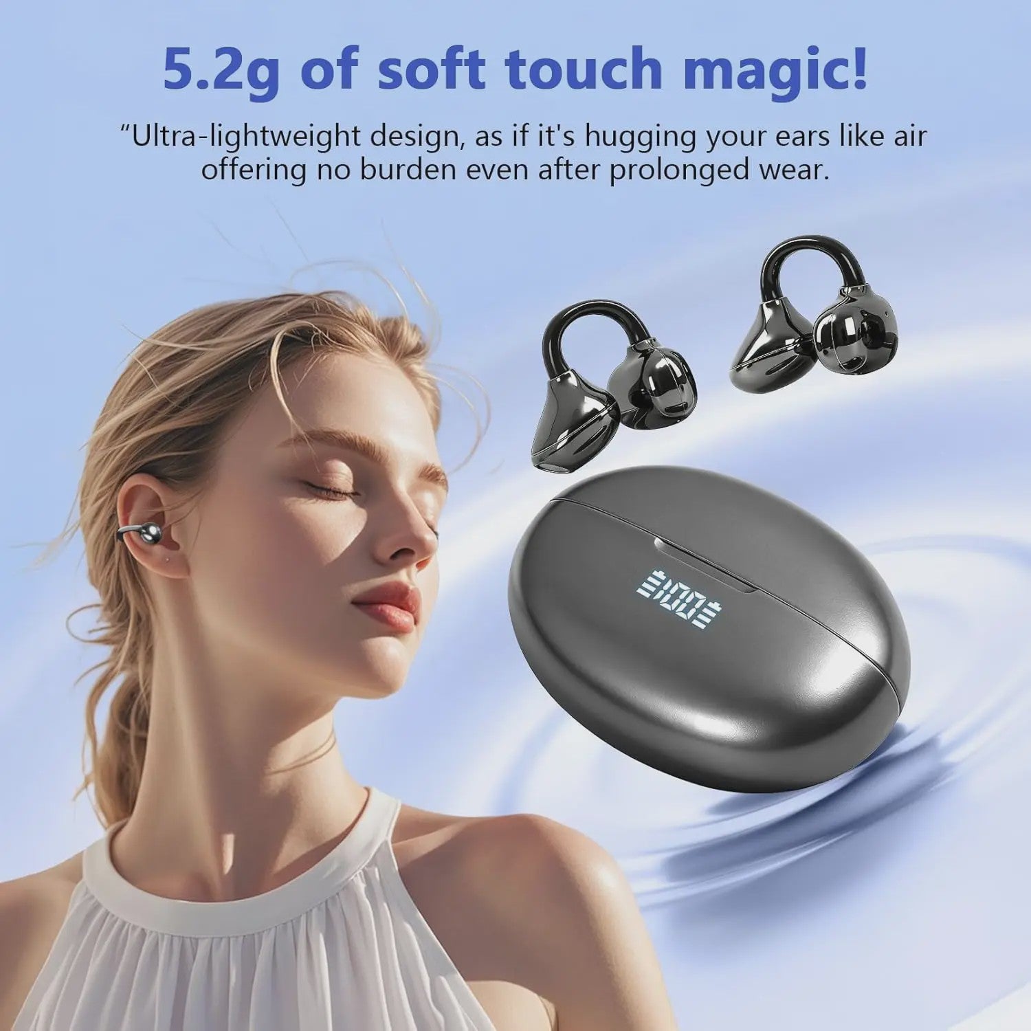 UYUXIO Clip-On Oordopjes met Microfoon - IPX7 Waterdicht & Bluetooth 5.4 voor Sport