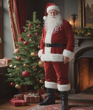 Luxe Gouden Fluweel Santa Claus Kostuum voor Heren - Perfect voor Kerst, Halloween & Feesten