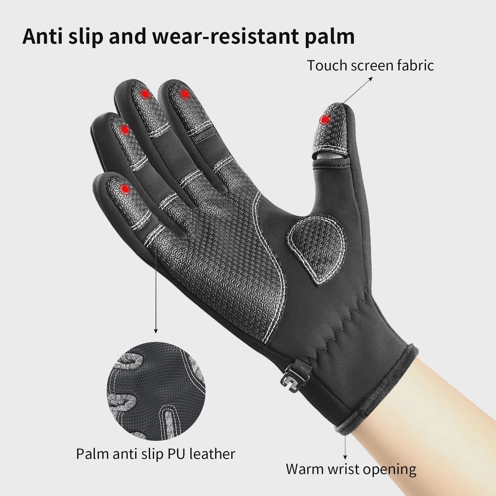 Warme Fleece Handschoenen met Touchscreen - Waterdicht & Winddicht voor Fietsen, Vissen en Buitenactiviteiten