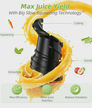 BioloMix 3-in-1 Slow Juicer: Sap, Sorbet & Notenmelk - 150mm Brede Vulopening, 300W Digitaal Display