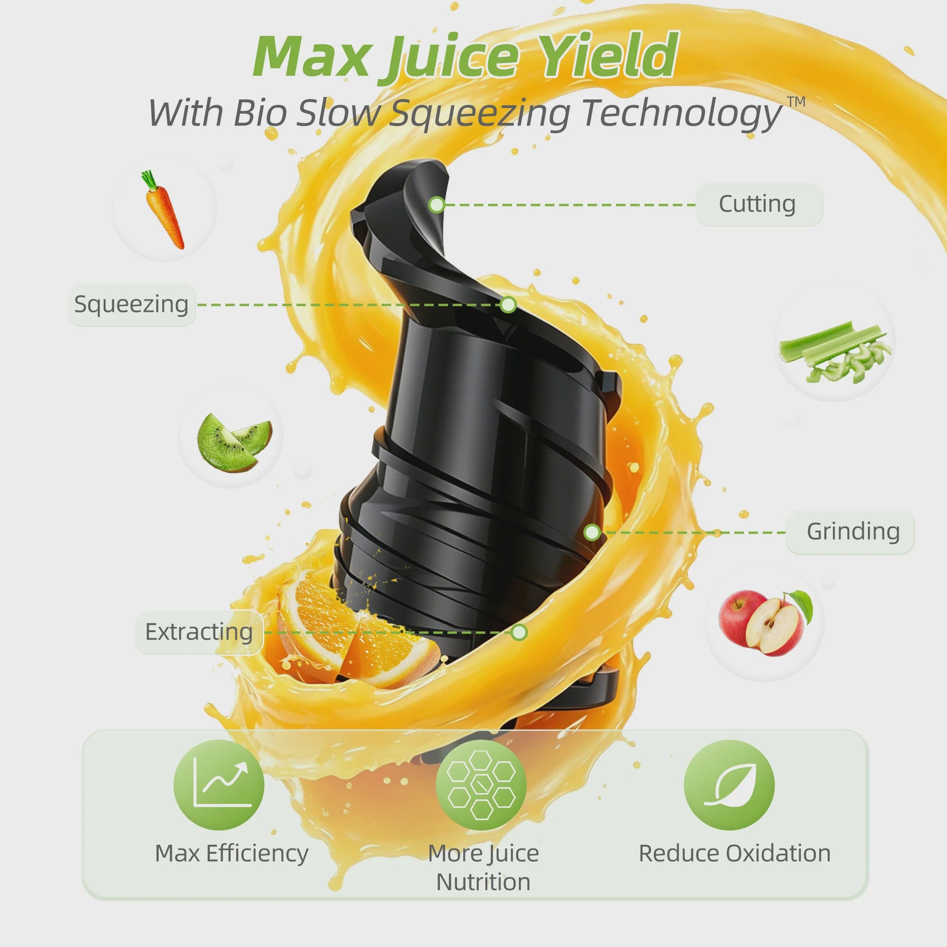 BioloMix 3-in-1 Slow Juicer: Sap, Sorbet & Notenmelk - 150mm Brede Vulopening, 300W Digitaal Display