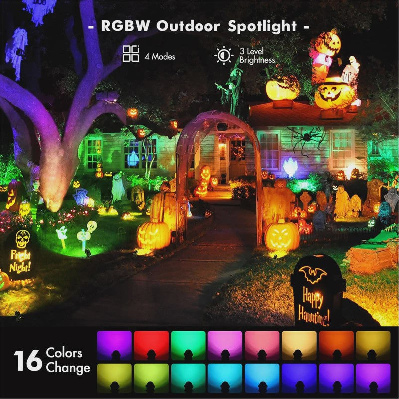10x 12W RGBW LED Tuinspots - Laagspanning, Waterdicht, Kleurveranderend