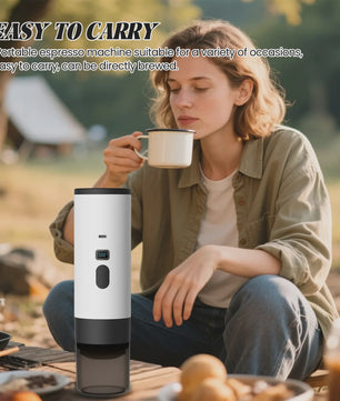 Draagbare Elektrische Koffiemachine - Espresso, Capsules, Verwarmend, Draadloos - Ideaal voor Reizen & Auto