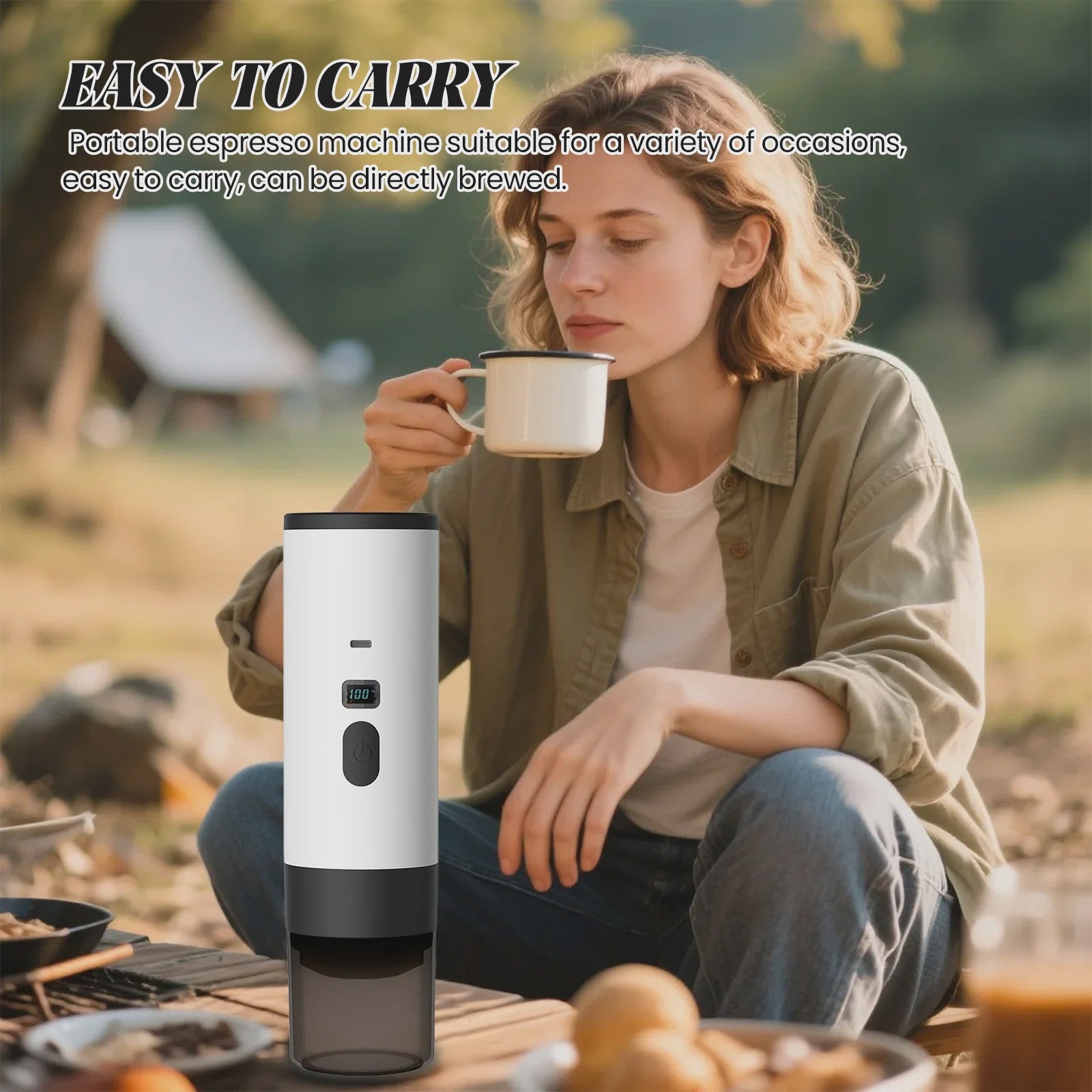 Draagbare Elektrische Koffiemachine - Espresso, Capsules, Verwarmend, Draadloos - Ideaal voor Reizen & Auto