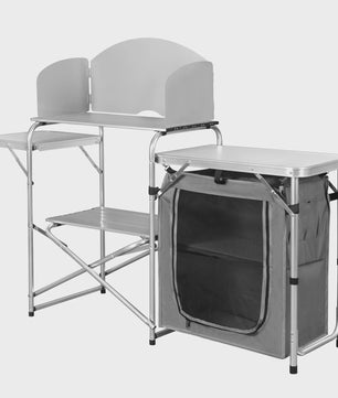 Opvouwbare Aluminium Campingkeuken met Opbergkast en Windscherm - Ideaal voor Buiten