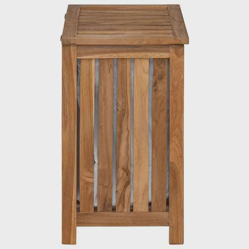 Natuurlijke Teak Houten Was Mand 50x35x60cm met Deksel - Badkamer Opbergmeubel