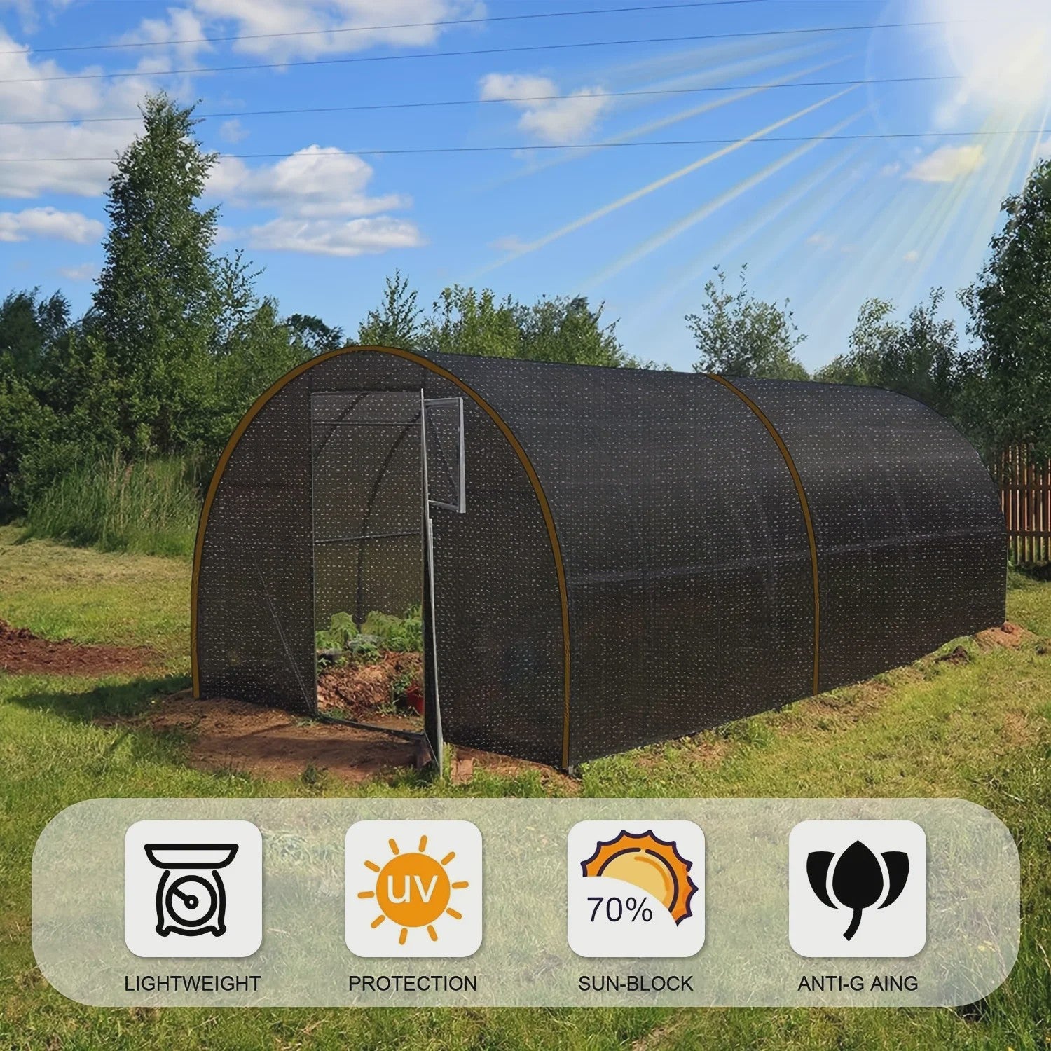 Zonnebranddoek Zwart 6x3m - UV-Bescherming en Schaduwdoek met Oogjes