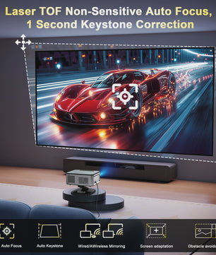HORLAT 4K UHD Laser Projector: 45000 Lumens, WiFi 6, Android 11, TOF Focus voor Home Theater