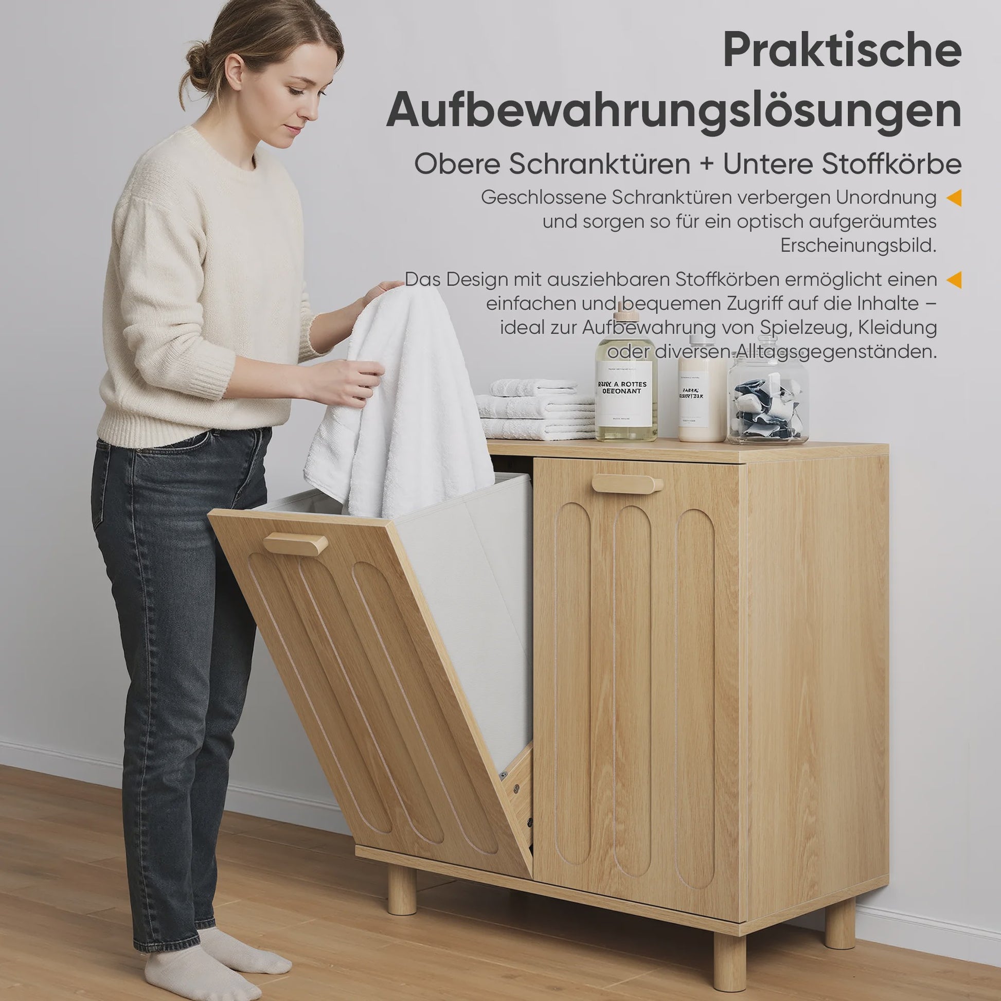 Modern Minimalistisch Opbergkastje met Verborgen Opbergruimte - Multifunctioneel voor Badkamer & Wasruimte