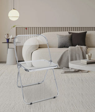 Stapelbare Transparante Acryl Klapstoel met Chroom Frame - Luxe Loungestoel voor Feest, Banket & Conferentie