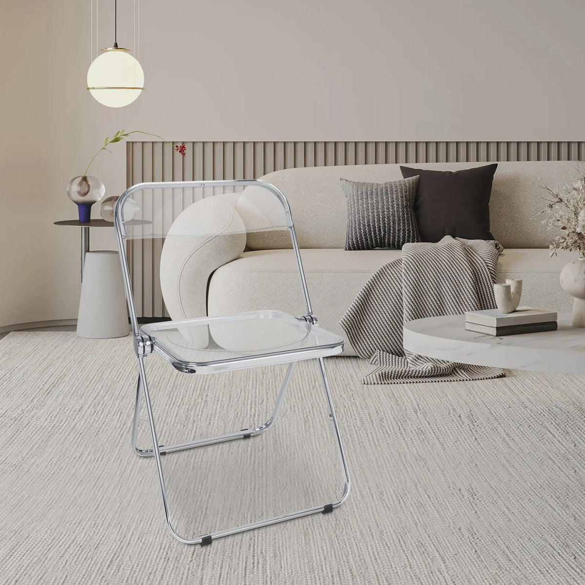 Stapelbare Transparante Acryl Klapstoel met Chroom Frame - Luxe Loungestoel voor Feest, Banket & Conferentie