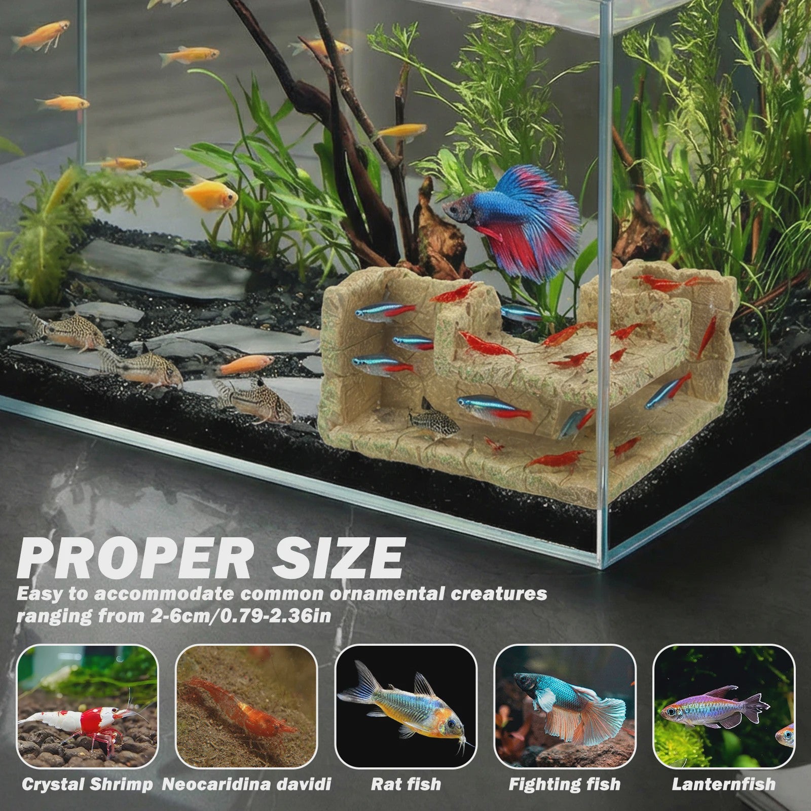 Aquarium Hoek Verbergplaats Tunnel - Decoratie voor Vissen en Garnalen