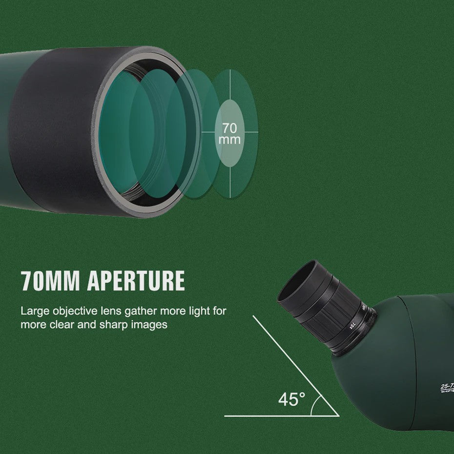 SVBONY SV28 Spotting Scope 25-75x70mm - Krachtige Zoom Verrekijker voor Vogelspotten & Outdoor