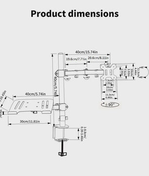 Dubbele Monitor & Laptop Arm - Verstelbaar Bureau Mount voor 13-27 Inch Schermen