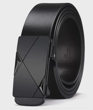 Luxe Heren Riem met Automatische Gesp - PU Leer, Zakelijk & Casual, Geometrisch Design