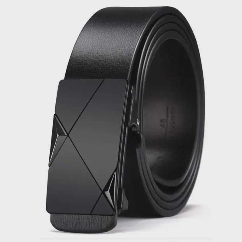 Luxe Heren Riem met Automatische Gesp - PU Leer, Zakelijk & Casual, Geometrisch Design