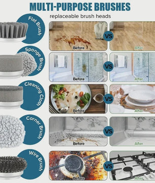 Elektrische Spin Scrubber: Krachtige Snoerloze Badkamer Reinigingsborstel met 5 Opzetborstels