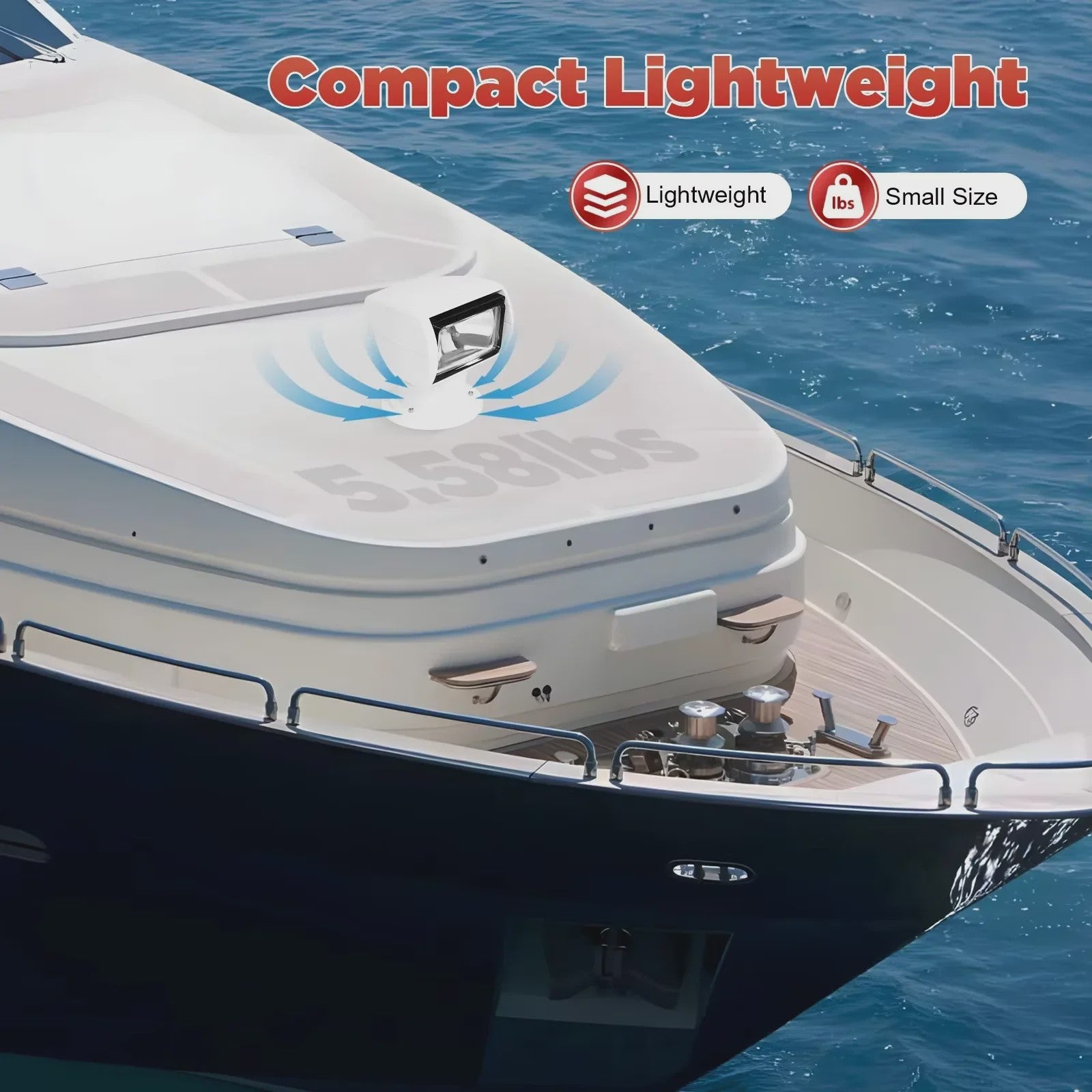 Waterproof Marine Spotlight met Afstandsbediening - 12V 100W - 360° Draaibaar