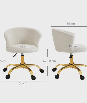 Ergonomic and comfortable desk Vinsetto, office chair desk, adjustable in height with steel piecing, White