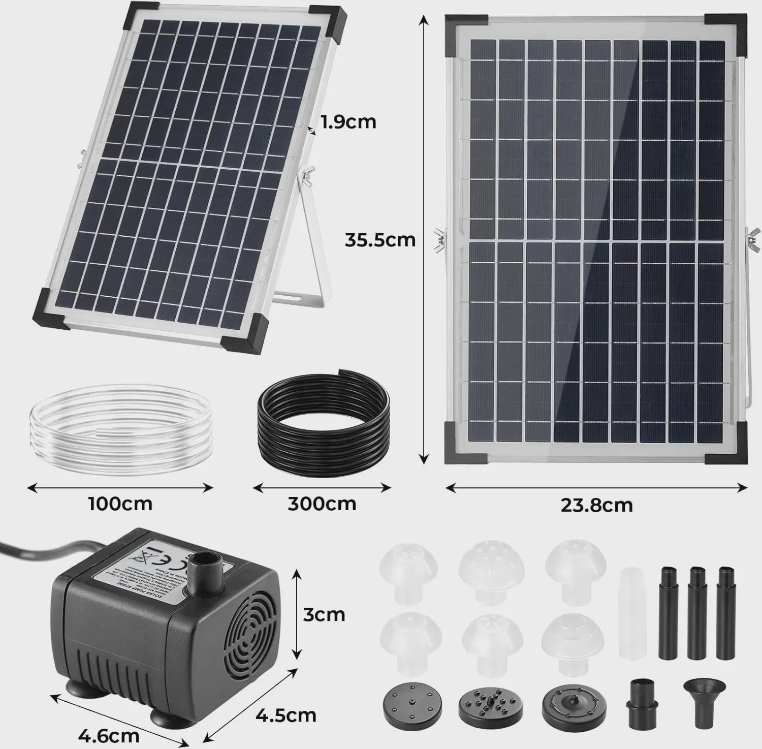 Solar Tuinpomp Kit 12W - Fontein Pomp met 9 Sproeiers & 1M Pijp