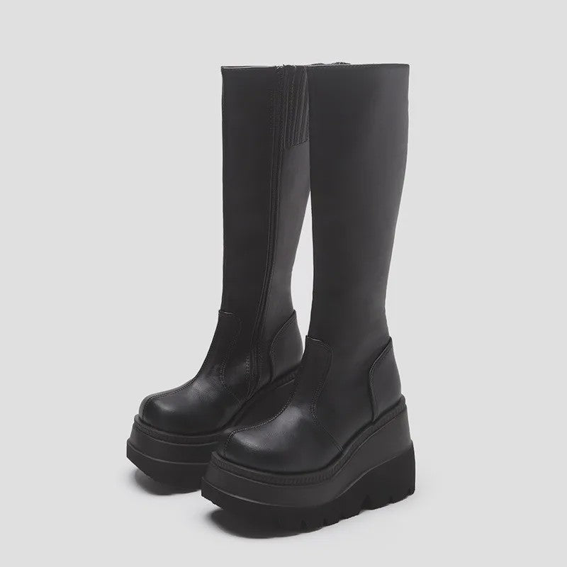 Dames Winter Laarzen met Plateauzool - Hoge Top, Anti-slip & Gothic Stijl