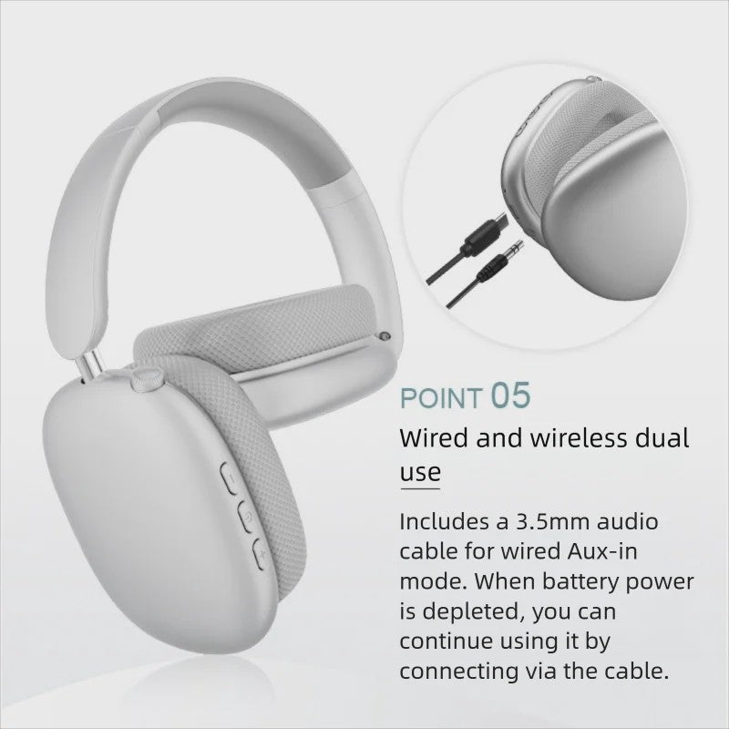 Draadloze Over-Ear Koptelefoon met HD Stereo Geluid, ENC en Ingebouwde Microfoon