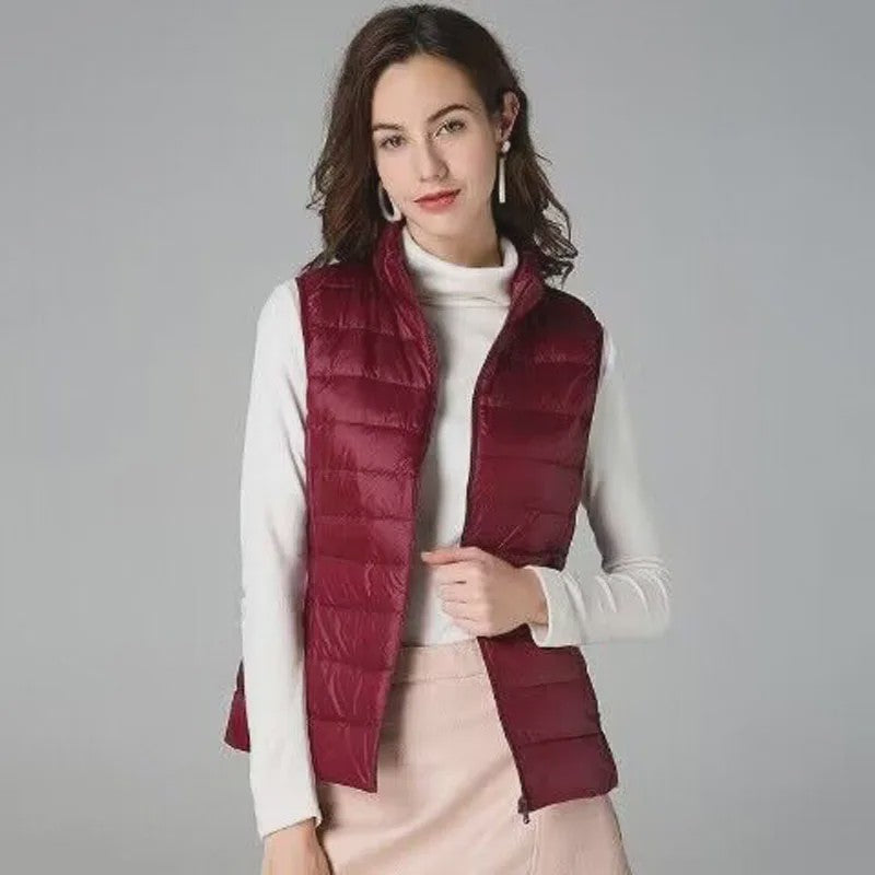 Stijlvolle Dames Bodywarmer - Lichtgewicht & Warm met Witte Eendendons Vulling