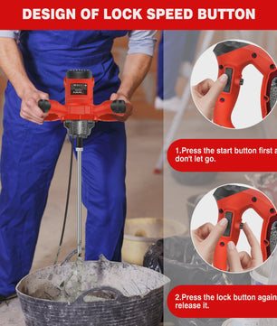 Krachtige Handmixer 2600W - 6 Snelheden voor Verf, Cement en Meer